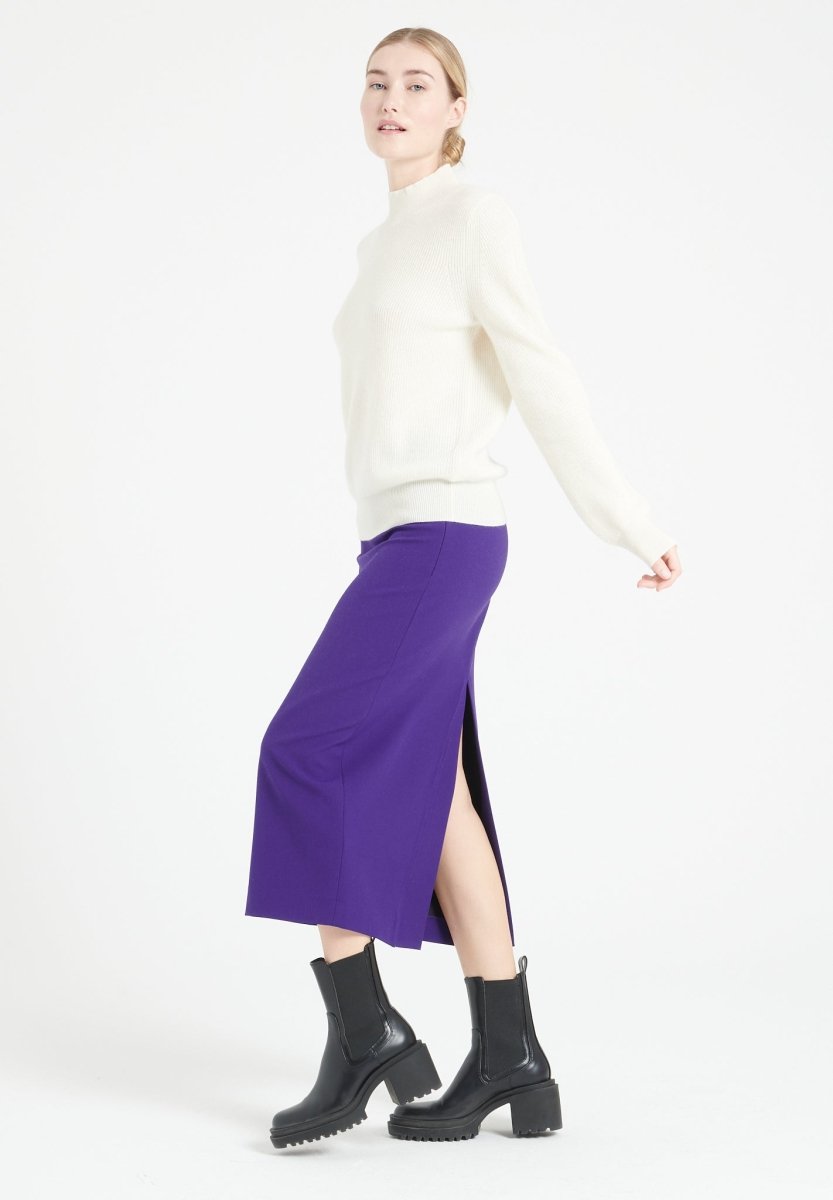 Pull col montant cachemire écru femme - MIA 1