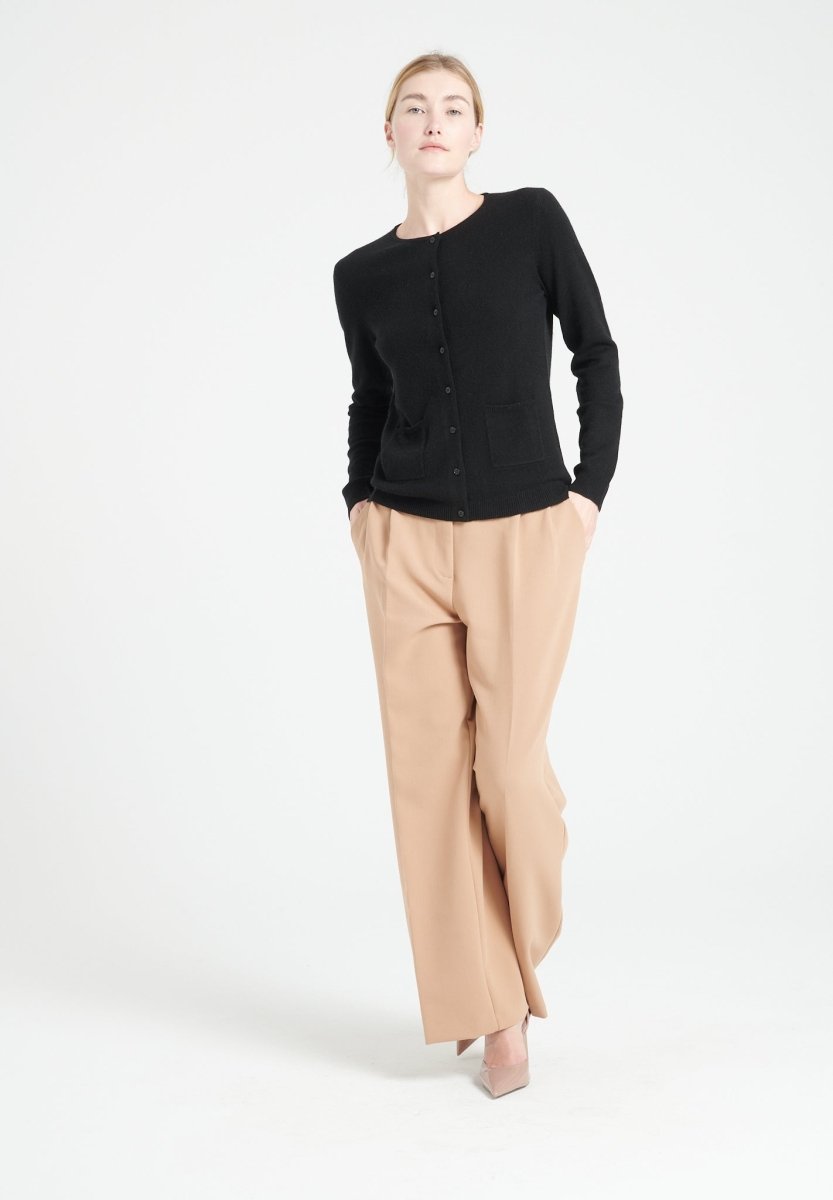 Cardigan col rond cachemire noir femme - LILLY 4A