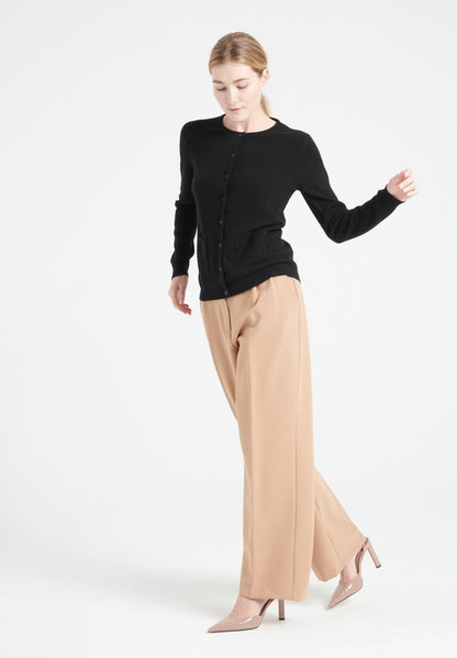Cardigan col rond cachemire noir femme - LILLY 4A