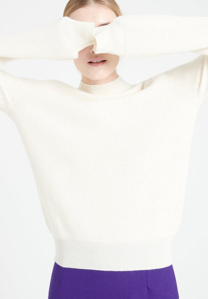 Pull col montant cachemire écru femme - MIA 1