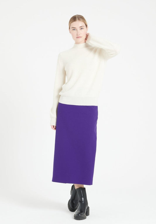 Pull col montant cachemire écru femme - MIA 1