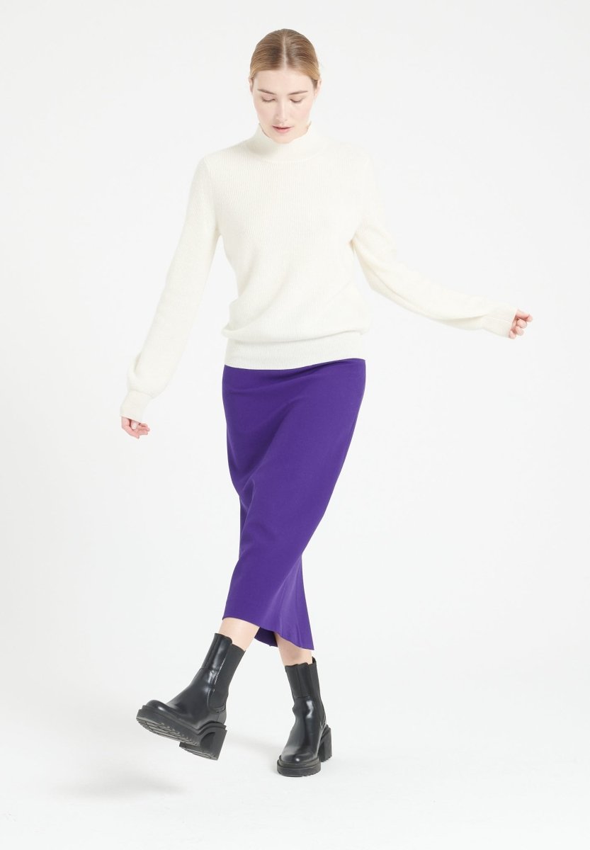 Pull col montant cachemire écru femme - MIA 1